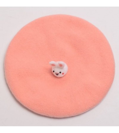 Berets Women's Handmade Lolita Beret Cap Cat Ear - Pink02 - CC182ZY7G3A $19.60