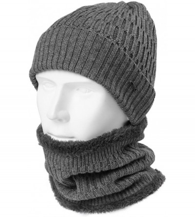 Skullies & Beanies Wool Visor Beanie for Men Winter Knit Hat Scarf Sets Neck Mask - 89236grey - C318ILCONOM $28.43