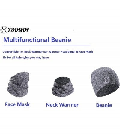 Skullies & Beanies Sport Beanie hat Skull Cap Windproof 3In1 Convert to Neck Warmer- Mask.Men Women - Gray - CO1899D93SY $10.42