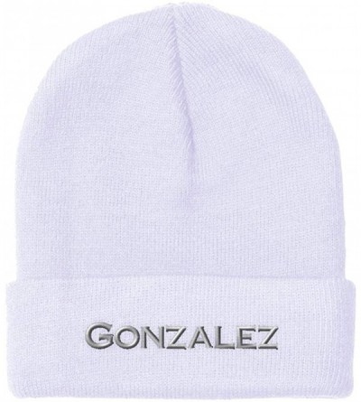 Skullies & Beanies Custom Beanie for Men & Women Gonzalez Last Name Spanish Embroidery Acrylic - White - CL18ZWOMYHE $14.30