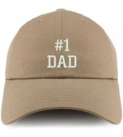Baseball Caps Number 1 Dad Embroidered Low Profile Soft Cotton Dad Hat Cap - Khaki - CF18D59SZ5E $37.73