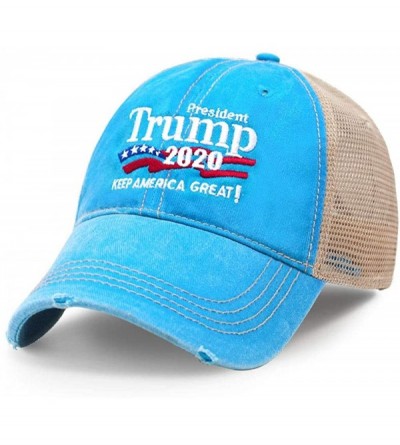 Baseball Caps Trump 2020 Keep America Great Campaign Embroidered US Hat Baseball Trucker Cap New TC101 TC102 - Tc102 Aqua - C...