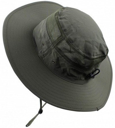 Sun Hats Men Summer Sun Hat UV Protection Wide Brim Mesh Bucket Hats for Outdoor Fishing Beach - Army Green - C918QOS3MTA $15.16
