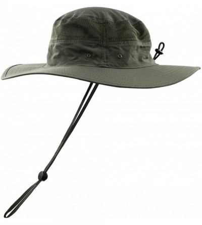 Sun Hats Men Summer Sun Hat UV Protection Wide Brim Mesh Bucket Hats for Outdoor Fishing Beach - Army Green - C918QOS3MTA $15.16