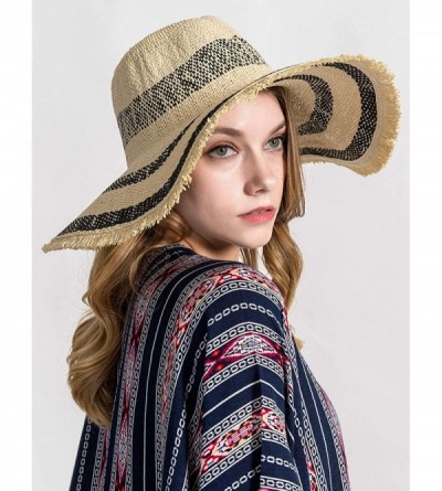 Sun Hats Women Colorful Stripes Wide Brim Straw Panama Hat-Roll Up Hat Fedora Beach Sun Hat for Women Summer Hats UPF50+ - C3...