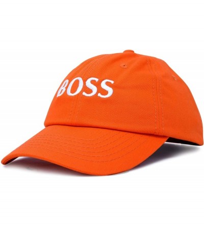 Baseball Caps BOSS Baseball Cap Dad Hat Mens Womens Adjustable - Orange - CM18M9KH2L8 $10.43