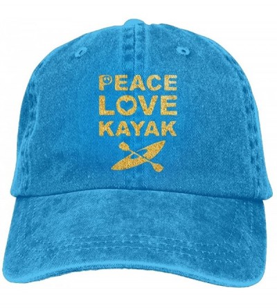 Skullies & Beanies Peace Love Kayak Adult Sport Adjustable Baseball Cap Cowboy Hat - Royalblue - CT1803QXY0R $12.95