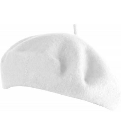 Berets French Beret- Lightweight Casual Classic Solid Color Wool Beret - Creamy White - CQ12E1UV6JP $13.00