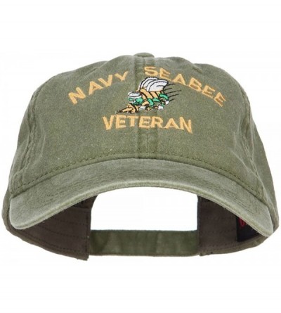 Baseball Caps US Navy Seabee Veteran Military Embroidered Washed Cap - Olive - CJ186MUR4U7 $29.41