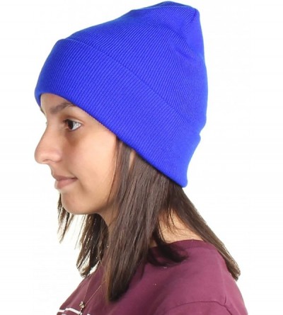 Skullies & Beanies Knit Cuffed Beanie in Bright- Neon Colors One Size fits Most - Blue - CW12BJKNMPL $21.40