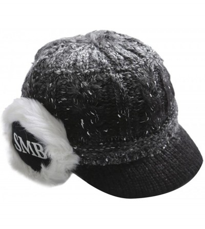 Berets Winter Beret Cap Womens Flower Knit Crochet Beanie Hat Winter Warm Cap - A-black - C91894R5AAM $12.75