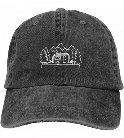 Baseball Caps Vintage Washed Distressed Cotton Baseball Caps Airstream Campers Dad Hat Black - CQ18TO2U94H $19.12