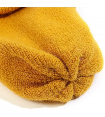 Skullies & Beanies Womens Winter Beanie Hat with Wool- Ripped Beanie- Mustard Slouch Beanie Women - Yellow - CK18XXGXRQD $11.38