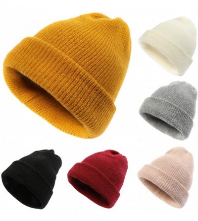 Skullies & Beanies Womens Winter Beanie Hat with Wool- Ripped Beanie- Mustard Slouch Beanie Women - Yellow - CK18XXGXRQD $11.38