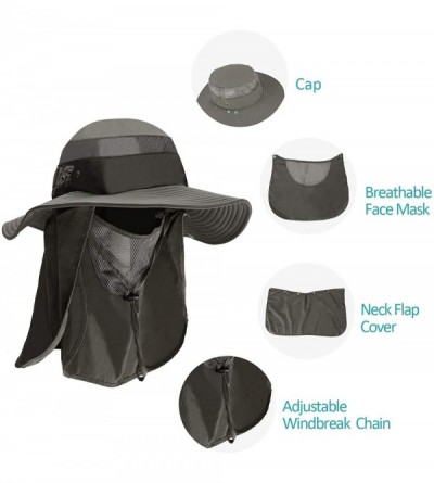 Sun Hats Sun Protection Hat Wide Brim Detachable Neck Face Flap Men & Women UPF 50+ - Green - CW18SHIZ8T8 $16.12