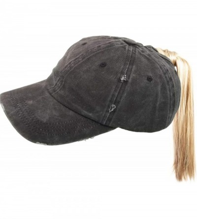 Baseball Caps Messy High Bun Women Ponytail-Baseball-Hat Twill Vintage Trucker Ponycap -Without Hair - Black - C418M3TTE2R $1...