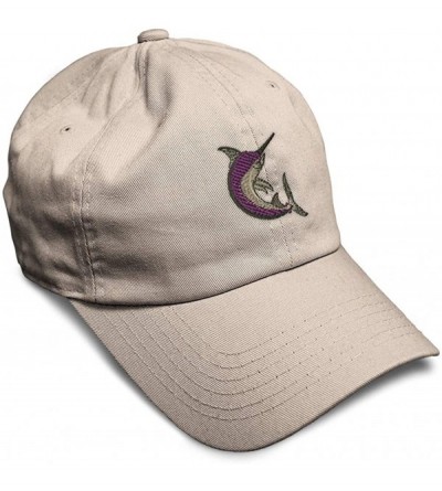 Baseball Caps Custom Soft Baseball Cap Swordfish Embroidery Dad Hats for Men & Women - Stone - C718SGOMCUH $31.05