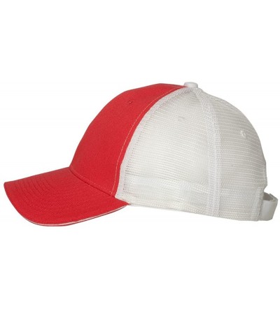 Baseball Caps Cotton Twill Trucker Cap with Mesh Back and A Sleek Trim On Front of Bill-Unisex - Red/White - C612I8JWE9L $8.23