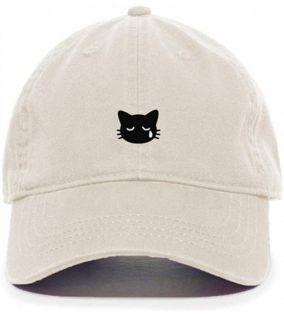 Baseball Caps Crying Cat Baseball Cap Embroidered Cotton Adjustable Dad Hat - Putty - CY18AEK5OXU $15.51