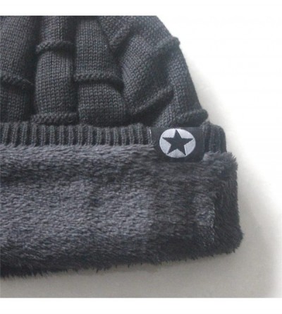 Skullies & Beanies Men's Soft Lined Thick Wool Knit Skull Cap Winter Slouchy Beanies Hat - Black - C81868KTZOE $7.30