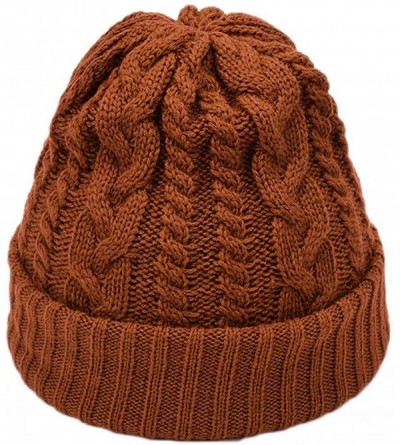 Skullies & Beanies Women Winter Knitted Hat Solid Color Twist Wool Thick Headgear Beanie Ski Caps - C518LC3IUED $9.32