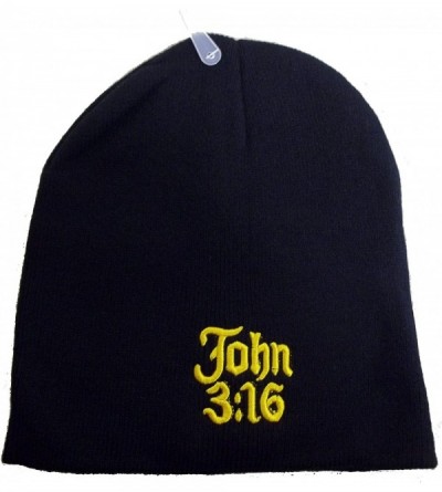 Skullies & Beanies 8" John 3-16 Embroidered Winter Beanie Skull Cap hat Christian Bible - Black - C312NT98GUN $10.82