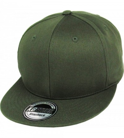 Baseball Caps Classic Snapback Hat Blank Cap - Cotton & Wool Blend Flat Visor - (2.4) Olive - CS11YMPG73F $14.25