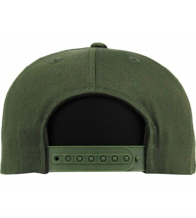 Baseball Caps Classic Snapback Hat Blank Cap - Cotton & Wool Blend Flat Visor - (2.4) Olive - CS11YMPG73F $14.25