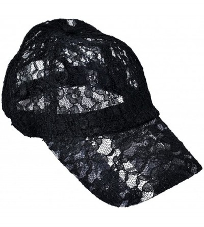 Baseball Caps Women's Lace Baseball Hat Cap Floral Pattern Mesh Cap - Black - CX11WGQ47F7 $91.23