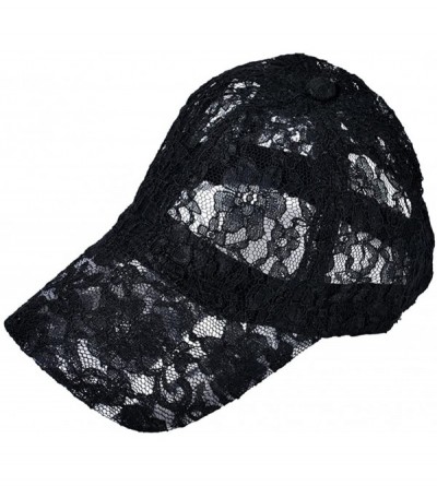 Baseball Caps Women's Lace Baseball Hat Cap Floral Pattern Mesh Cap - Black - CX11WGQ47F7 $50.07