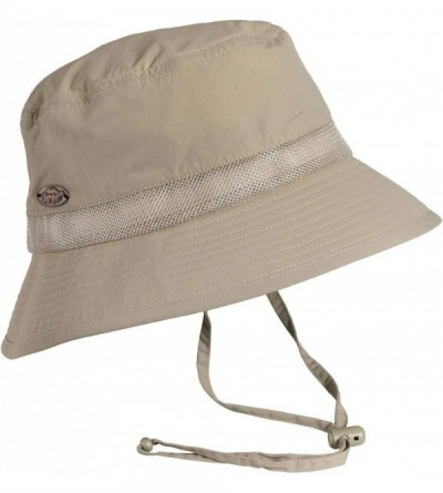 Sun Hats Breezeway Bucket Lightweight Packable Bucket Hat with Chin Cord- Khaki - CX122WZLICB $23.42