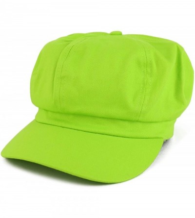 Newsboy Caps Women's Lightweight 100% Cotton Soft Fit Newsboy Cap with Elastic Back - Lime - CO12MAPMBJN $12.41