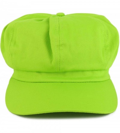 Newsboy Caps Women's Lightweight 100% Cotton Soft Fit Newsboy Cap with Elastic Back - Lime - CO12MAPMBJN $12.41
