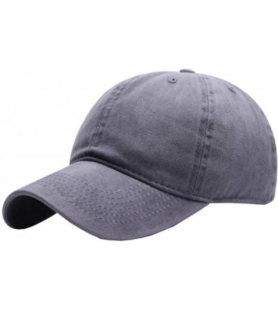 Baseball Caps Vintage-Washed Baseball Cap Men/Women Adjustable - Distressed Hats Cotton - Washed Grey - CV196OIROMW $7.94