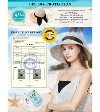 Sun Hats Womens Packable Ponytail Straw Fedora Sun Cloche Hat Summer Beach Panama 56-59cm - Brown_89015 - C218SO8TR67 $13.39