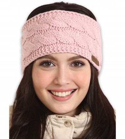 Cold Weather Headbands Cable Knit Multicolored Headband Warmers - Rose - CC19259LR0E $7.67