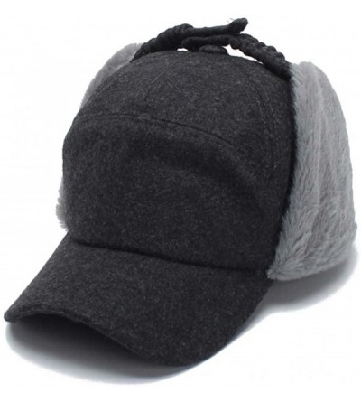 Bomber Hats Women's Ushanka Earflaps Flat Cap Winter Woolen Harajuku Bomber Trapper Russian Hats - Dark Gray - CW188XT3OXY $7...