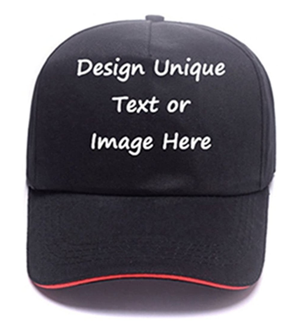 Baseball Caps Custom Hat Print Design Fashion Men Women Trucker Hats Adjustable Snapback Baseball Caps - Black Red - C218G8ZI...