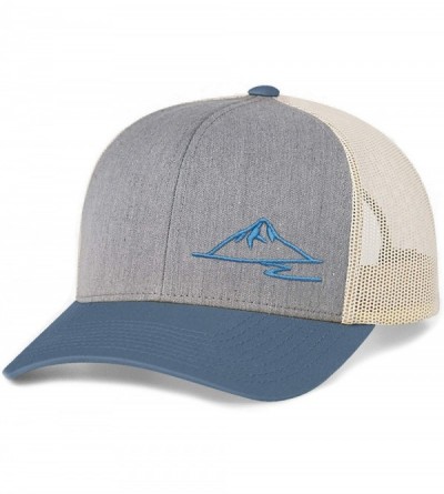 Baseball Caps Trucker Snapback Baseball Hat - Mountain - Heather Grey/Ocean Blue/Beige - C518OK07IMW $22.45