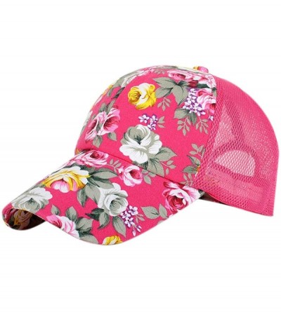 Baseball Caps Women's Mesh Lace Flower Print Sun Hat Floral Trucker Baseball Cap Hat - 3pink - CJ182XI90E8 $13.41