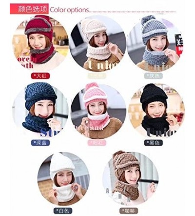 Skullies & Beanies Adult Winter Beanie Knit Full Set Of Outdoor Hats Warm Lined Caps - Pink - CS188O52OK4 $26.06