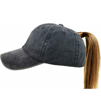 Baseball Caps Messy High Bun Women Ponytail-Baseball-Hat Twill Vintage Trucker Ponycap -Without Hair - Black 1 - C018NGDR5LW ...