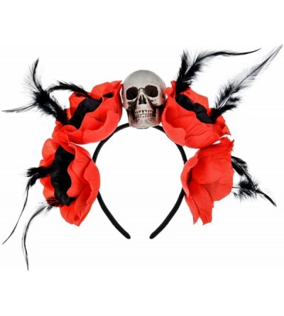 Headbands Day of The Dead Headband Costume Rose Flower Crown Mexican Headpiece BC40 - Big 4 Red Flower - CO189KIHM4O $10.98
