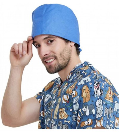 Skullies & Beanies Scrub Cap Sweatband Adjustable Bouffant Hats Headwear for Womens Mens Boys Girls - Blue-1pc - C21983Y6M8U ...