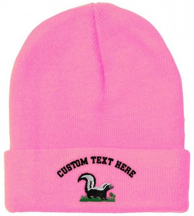 Skullies & Beanies Custom Beanie for Men & Women Skunk A Embroidery Acrylic Skull Cap Hat - Soft Pink - CR18ZS45KMM $26.48