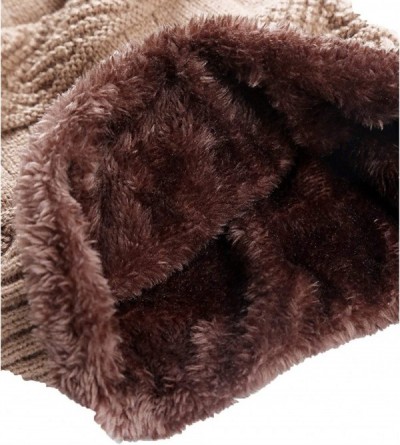 Skullies & Beanies Men Beanies Hat Winter Thick Warm Knit Skull Cap Hat Scarf Set - Khaki - C118IOAQ065 $15.00