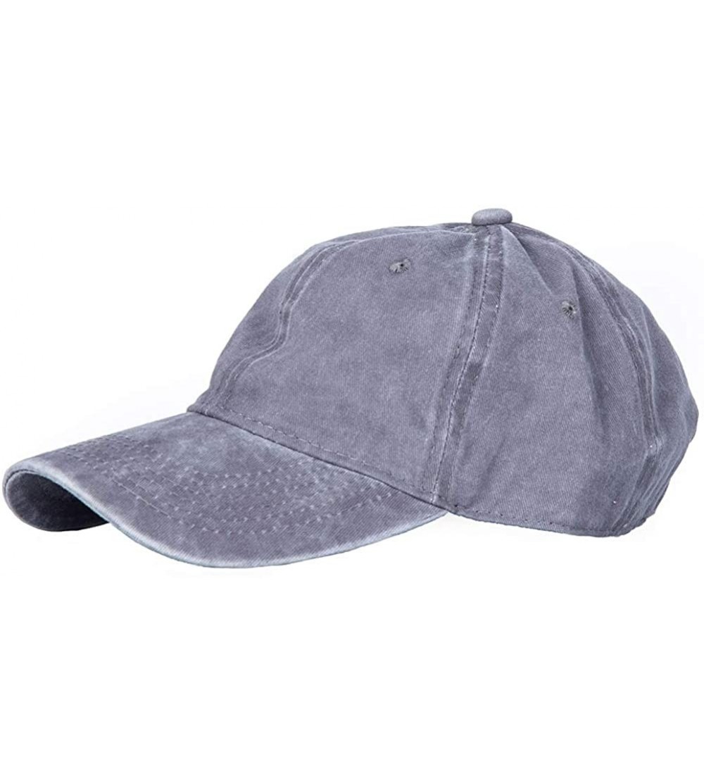 Baseball Caps Men's Baseball Cap Dad Hat Washed Distressed Easily Adjustable Unisex Plain Ponytai Trucker Hats - Grey - C118Y...