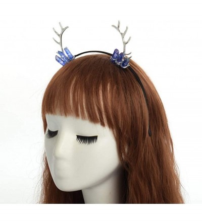 Headbands Raw Crystal Quartz Crown Antler Crown Mermaid Tiara Headband Moon Headpiece - Blue - CE18X7LULS4 $19.22