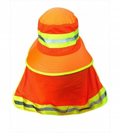 Sun Hats Men High Visibility Reflective Sun Hat with Neck Flap Wide Brim Boonie Hat Bucket Cap - 2pcs (Orange+lime) - CY18WIK...