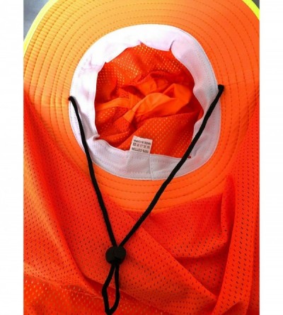 Sun Hats Men High Visibility Reflective Sun Hat with Neck Flap Wide Brim Boonie Hat Bucket Cap - 2pcs (Orange+lime) - CY18WIK...